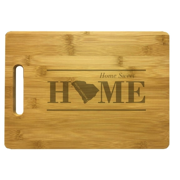 PrecisionNC Housewarming Gifts South Carolina Home Sweet Home Engraved Large Sized Natural Wood Cutting Board Bamboo