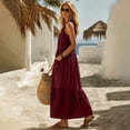 thumbnail image 4 of Levmjia Womens V Neck Maxi Dress With Pockets A Line Flowy Ruffle Hem Sleeveless Casual Long Dress Lightweight Solid Color Summer Sundress Beach Daily Wear, 4 of 7