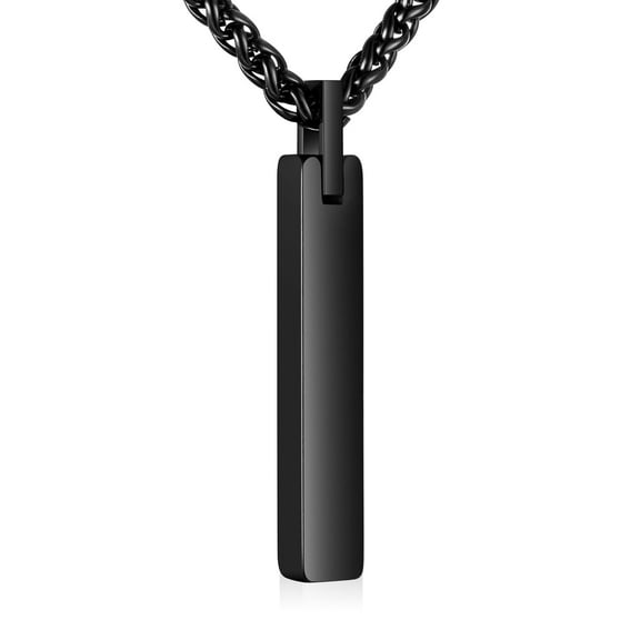 XIUDA Urn Necklace for Ashes, Stainless Steel Cremation Jewelry Memorial Pendant Keepsake for Men -Black
