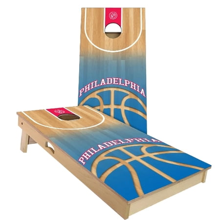 Skip's Garage Philadelphia Basketball Solid Wood Cornhole Board Set