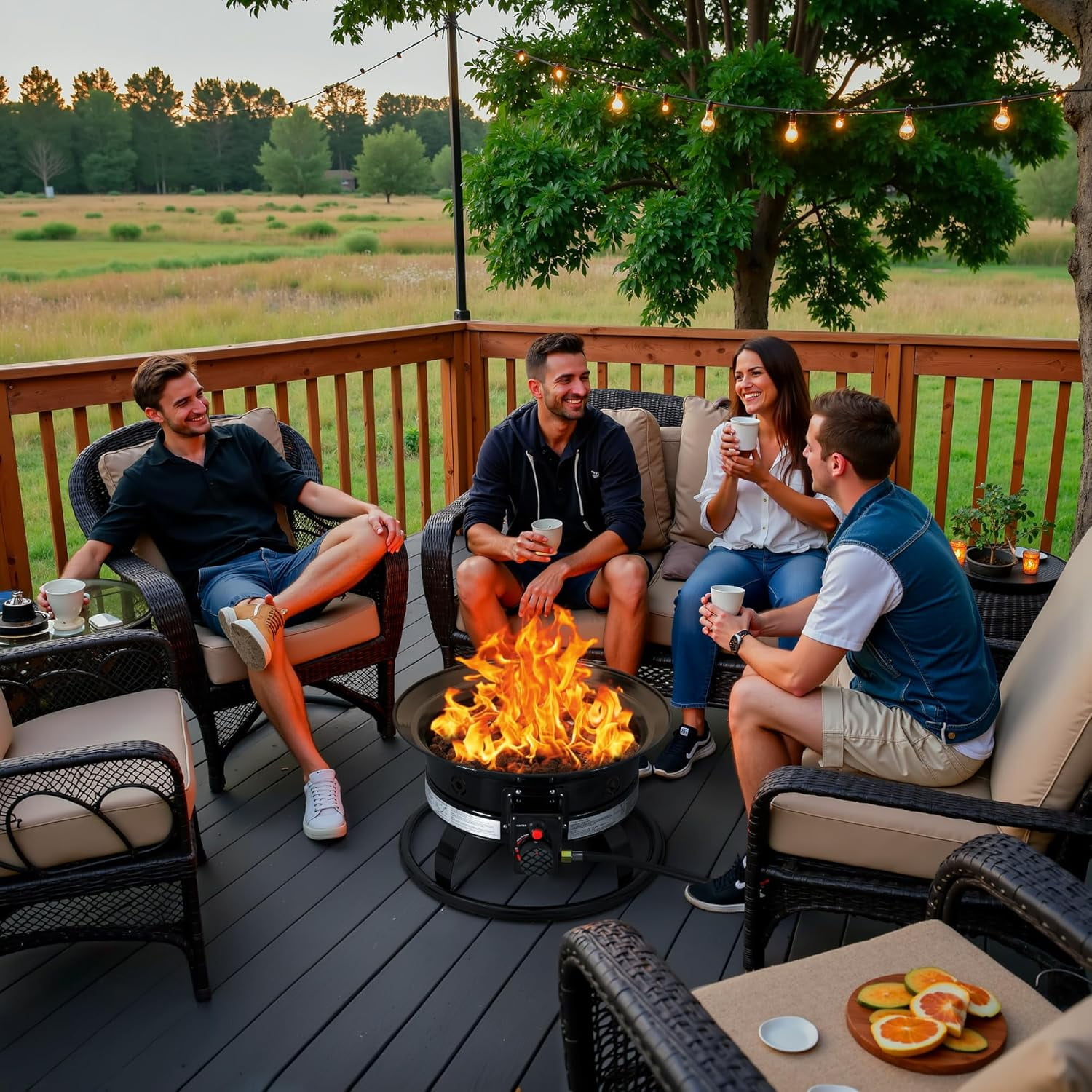 22-inch Portable Propane Fire Pit Table for Outside, Smokeless Gas Fire Bowl with Auto-Ignition, Lid & Carry Kit, for Patio, Camping, Tailgating, Deck, Backyard, RV