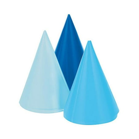 Group  Decor Party Cone Hat, Blue - Pack of 6 - 8 Per Pack