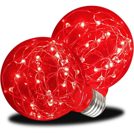 

AmeriLuck LED G25 Globe Glass Fairy Light Bulb Starry Fun Lighting Festive Ambience Nightlight Waterproof for Outdoor Use Static Red 2 Pack