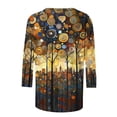 thumbnail image 5 of Levmjia Womens Tops Vintage Boho Floral Printed 3/4 Sleeve T Shirt Loose Casual Round Neck Blouse Pullover Polyester Comfortable All Season, 5 of 7