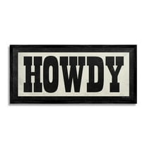 Stupell Industries Vintage Howdy Sign Typography Painting Black Framed Art Print Wall Art, 30 x 13