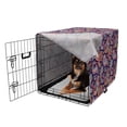 thumbnail image 2 of Paisley Dog Crate Cover, Sixties and Seventies Hippie Themed Motives Geometrical and Floral Design Image Print, Easy to Use Pet Kennel Cover for Dogs, 35" x 23" x 27", Purple, by Ambesonne, 2 of 6