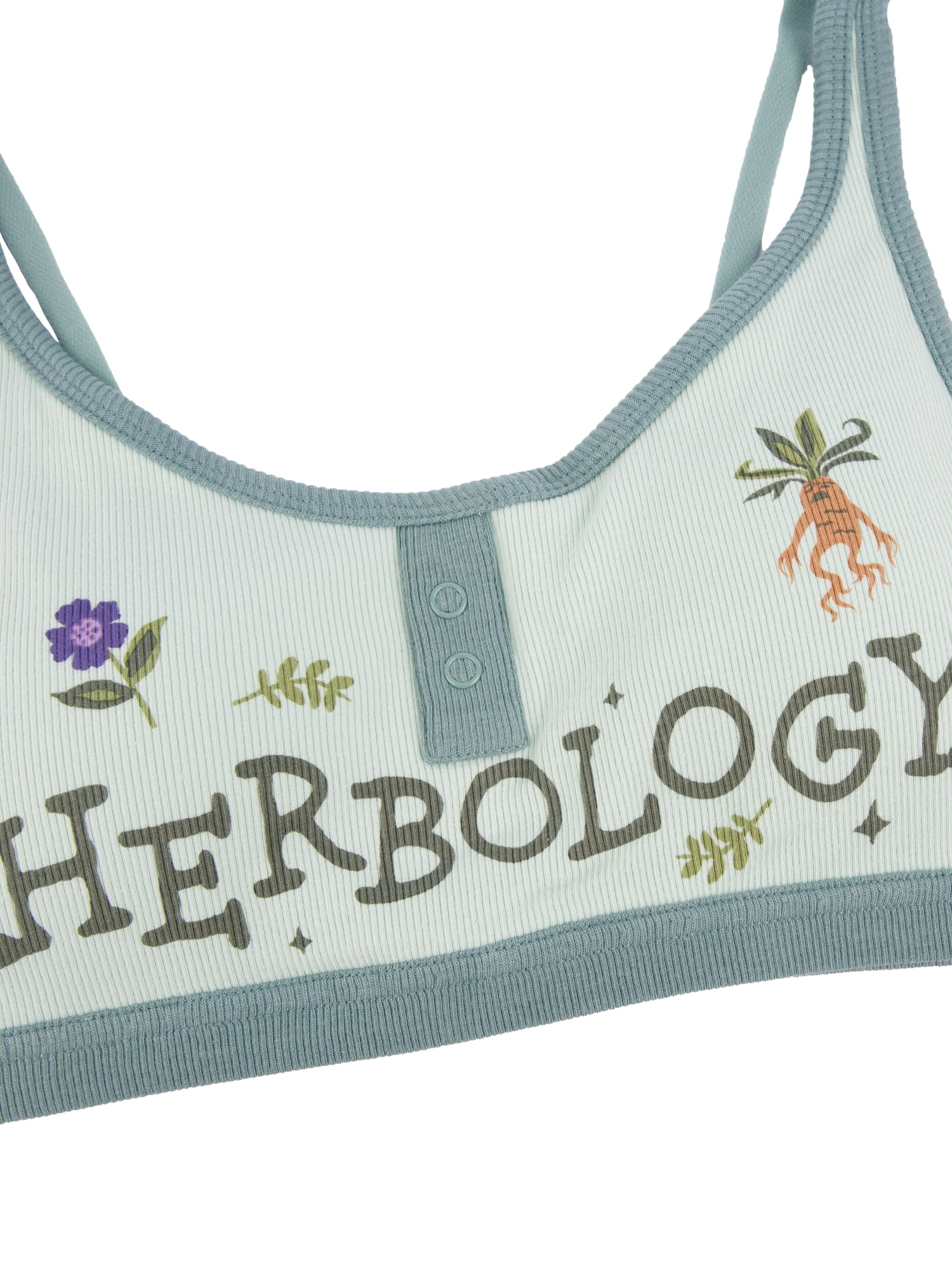 Harry Potter Herbology Junior's 2-Piece Ribbed Knit Bralette and Boxer Brief Set, Size Small to Extra Large