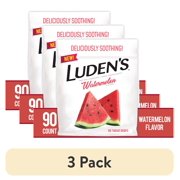 (3 pack) Luden's Sore Throat Drops, for Minor Sore Throat Relief, Watermelon Throat Remedy, 90 Ct