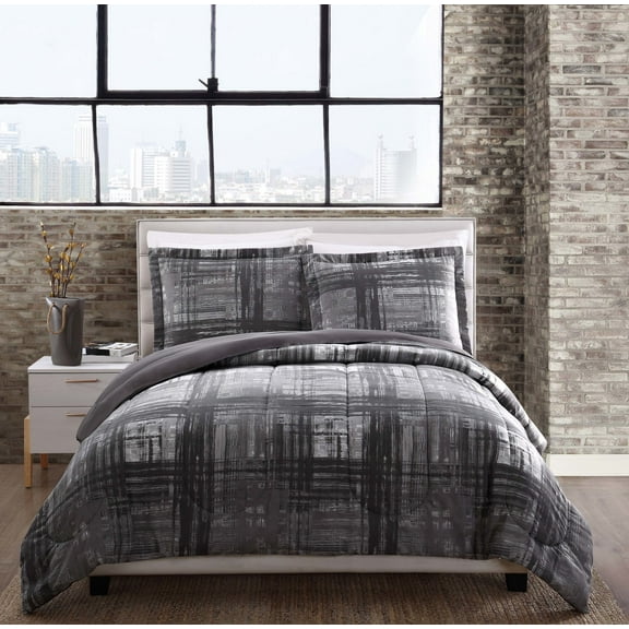 Style 212 Camden Plaid 3-Piece Full/Queen Comforter Set in 100% Microfiber Polyester, All Season, Adult Size, OEKO-TEX Certified