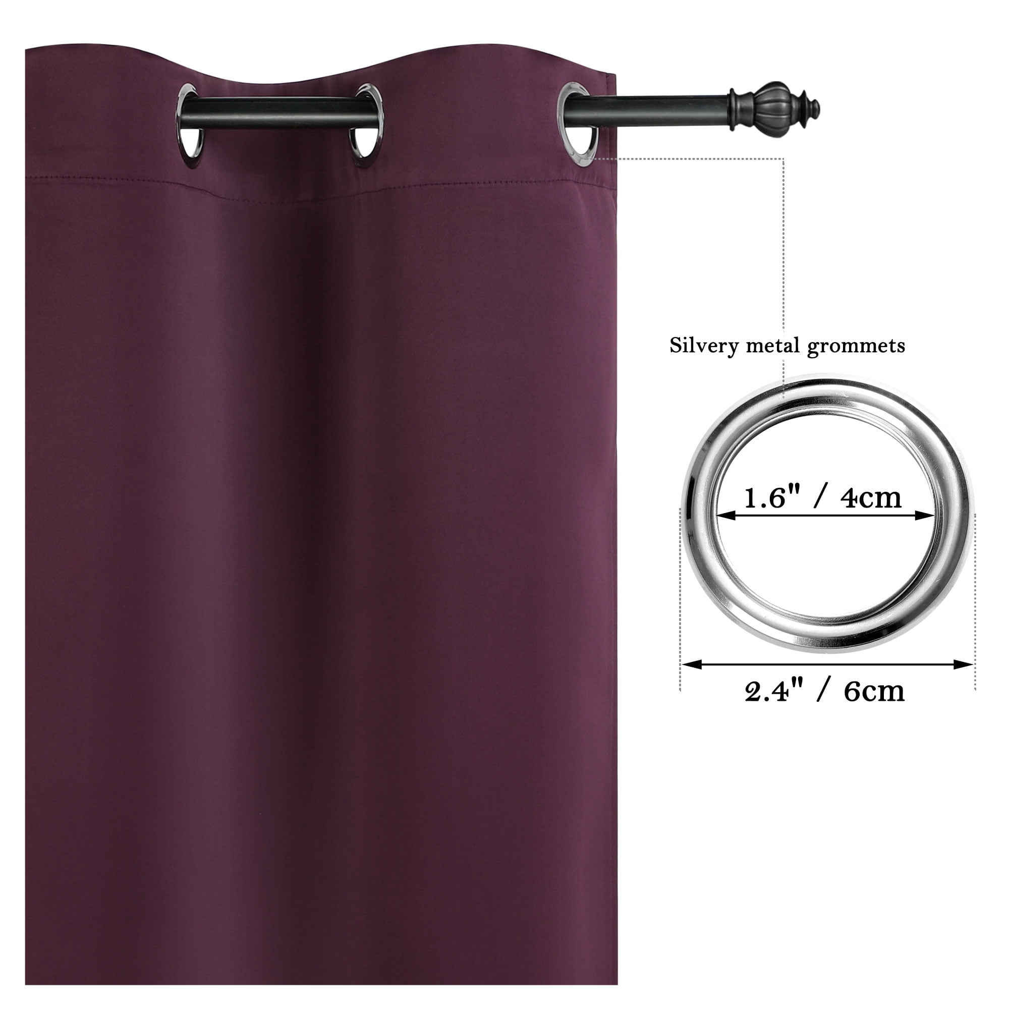 Unique Bargains Blackout Window Curtains Kitchen Panels Set of 2 Burgundy 42" x 36"