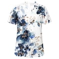 thumbnail image 4 of ICHUANYI Clearance Women Printing Round-Neck Lace Hollow Out Short Sleeve Pullover Slimming Blouse T-shirt Tops(Navy, XL) ICHUANYI WER2023081015963, 4 of 5