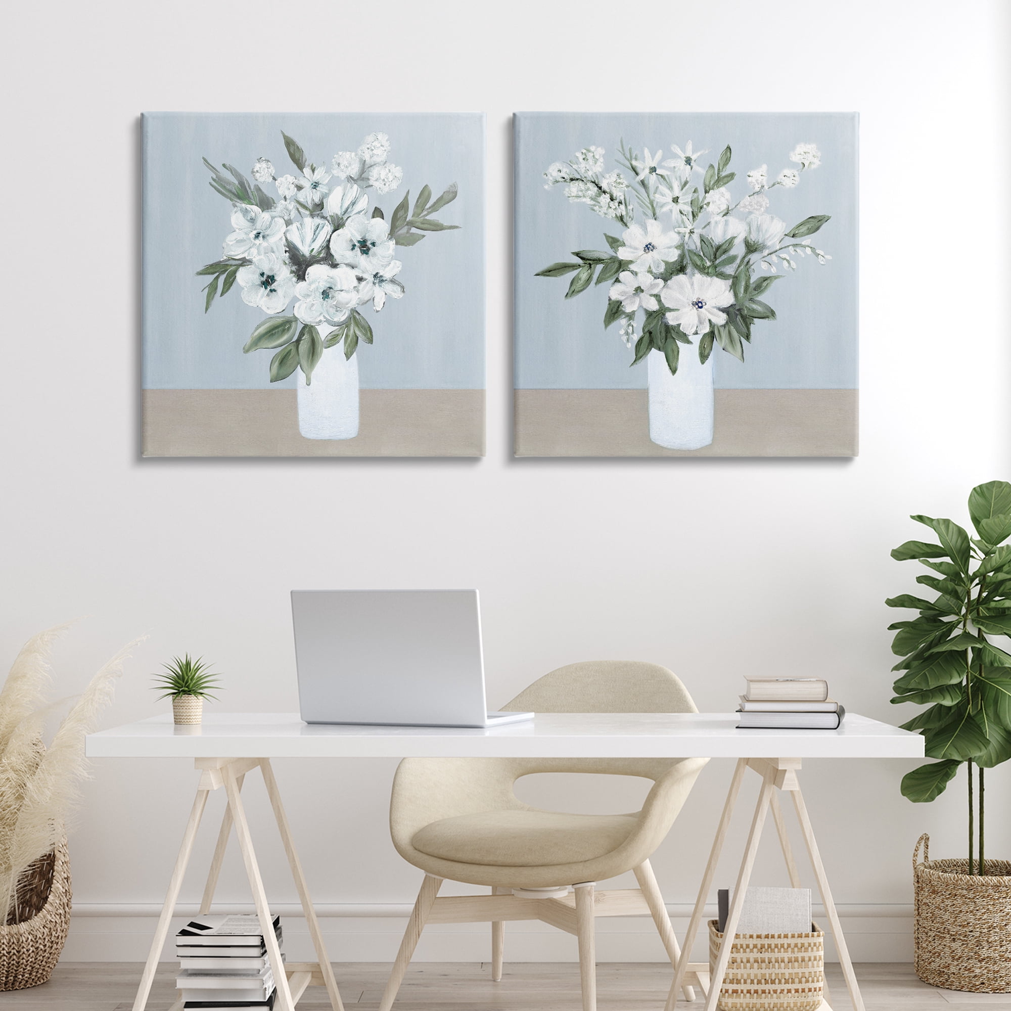 Stupell Industries Mixed White Blossoms 2 Piece Canvas Wall Art Set, design by Marilyn Dunlap