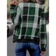 thumbnail image 5 of Chaquetas de Mujer Informales con Cremallera, de Franela A Cuadros, Larga, Holgadas, Ideales para Otoño. Verde M, 5 of 6
