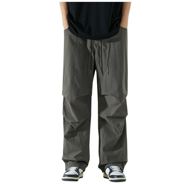 Pantalon Cargo Grand pour Hommes, Léger, Coupe Ample, Taille à Cordon et Multiples Poches, pour Randonnée, Extérieur, Décontracté