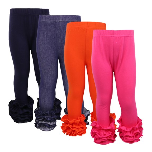 Godderr Toddler Kids Girls Lacework Leggings Spring Fall Ruffles Pencil Pants Solid Color Cotton Bottoming Trousers 1-8 Years