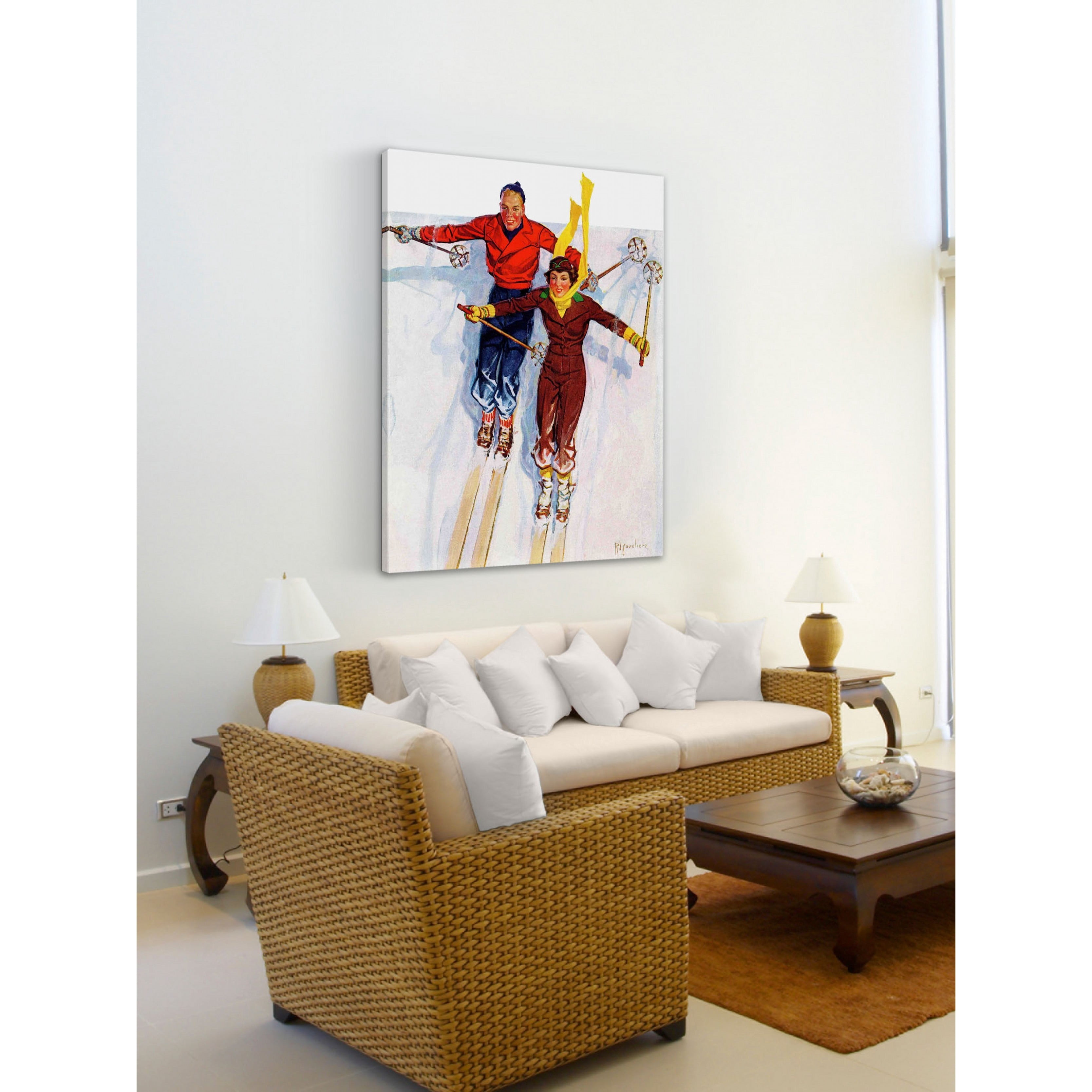 Marmont Hill Couple Downhill Skiing Print on Wrapped Canvas