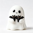 thumbnail image 5 of Halloween Decor Ghost Holding Two Bat Resin Figurine – Glossy White Mini Ghost Statue Fall Decorations for Home– Small Desktop Ornament for Mantel Indoor Halloween Decor, 5 of 9
