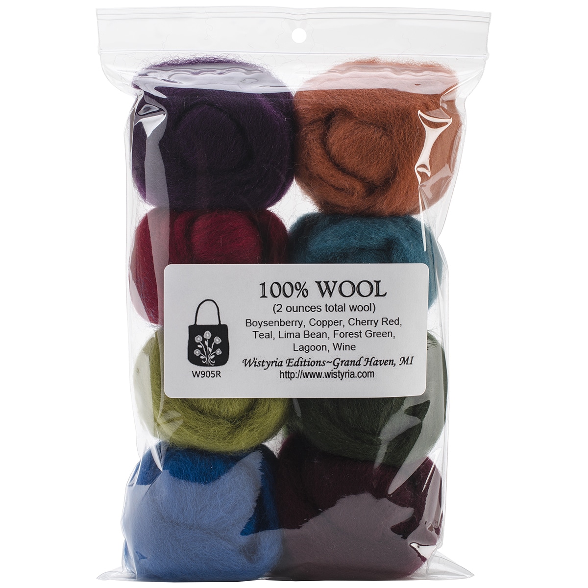 Wistyria Editions WR-905R Wool Roving, The Bouquet, 8-Pack