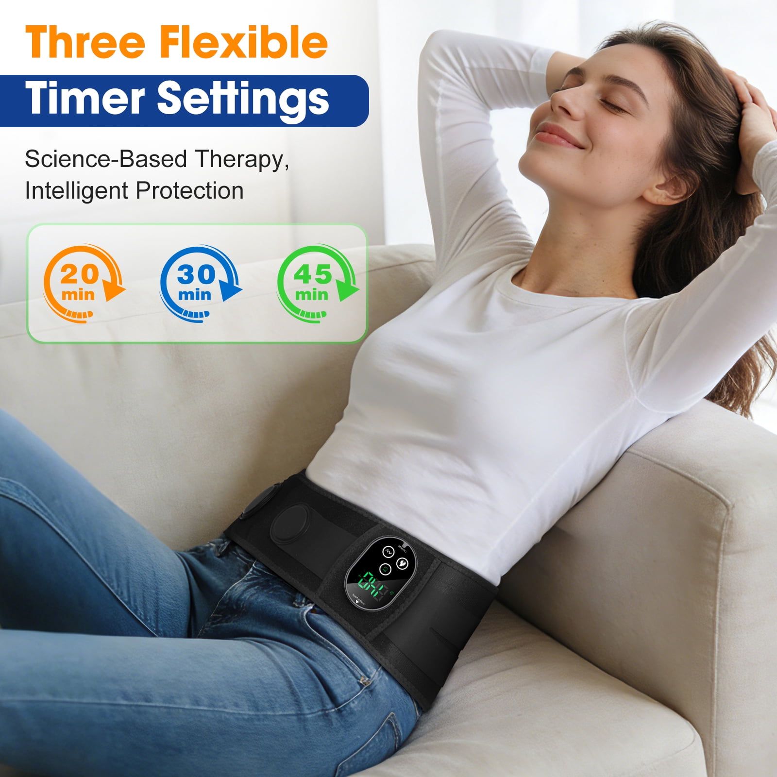 Cordless Hip Heated Massager for Sciatica, Buttock Heating Pad with Massage, Waist Massager Heated Wrap with 5 Heating, 3 Timing & Vibration Modes, 3000mAh Battery for Lower Back, Black