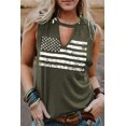thumbnail image 1 of Women's Green Cutout American Flag Print Tank Top, 1 of 15