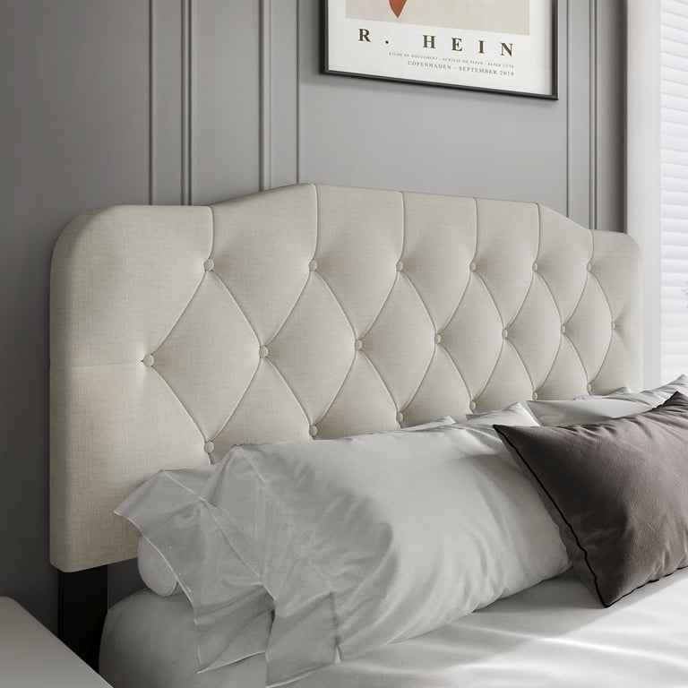 Castle Place Modern Button-Tufted King Headboard, Warm Gray photo 1