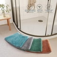 thumbnail image 4 of Naiovety Alfombra del baño de la forma del sector de AcrylicFibers con la estera de baño fácil de la limpieza de la ducha de la absorción Decoración del hogar Azul, 4 of 6