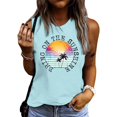 thumbnail image 2 of DHFJKG Summer Beach Sleeveless Round Neck Women's Tank Top Coconut Tree Print Vacation T Shirt Stylish Tops, 2 of 4