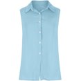 thumbnail image 3 of Aricy Women Button Down Linen Tank Tops Sleeveless Shirts Dressy Roll Up Summer Lapel Neck Elegant Vests Casual Work Loose Vests Casual Tunic T Shirts Tees, 3 of 5