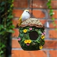 thumbnail image 2 of JIhuahe Distressed Resin Birdhouse for Outside Hanging, Pet Cottage Design for Garden Patio, Attracts Swallows Sparrows and Hummingbirds, Weather-Resistant Decor,As shown, 2 of 6