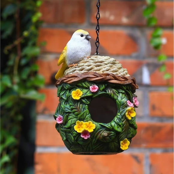 KoiLife Maisons pour Merles Bleues pour l'Extérieur Nids d'Oiseaux Boîte de Nidification pour Merles Bleues Maisons pour Troglodytes pour l'Extérieur pour la Nidification Nichoir pour Mésange 7 Pouces Nichoir en Résine pour Jardin Patio Cour Abri Suspendu pour Oiseaux Sauvages