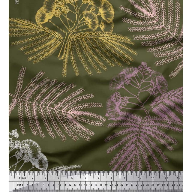 Soimoi Poly Georgette Fabric Leaves & Floral Flower Print Fabric by the Yard 52 Inch Wide