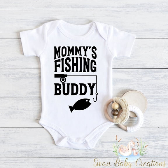 Bella Canvas with Mommy'S Fishing Buddy, Mommy'S Fishing Buddy, Fishing, Mommy'S Buddy, For Baby, Fishing Mom Cute Baby Boy or Girl Bodysuit Gift