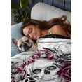 thumbnail image 6 of Twin XL Size Flat Sheet Only, Halloween Soft Brushed Microfiber Bed Sheets, Black Horror Skull Roses Spi-der Web Vintage Hotel Quality Breathable Bedding Top Sheet, Easy Care, 66"x102", 6 of 9