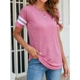 thumbnail image 5 of YouLoveIt Women's Color Block Short Sleeve T Shirt Summer Short Sleeve Tops for Women Round Neck Tunic Tops Casual Tee Tunic Tops Crew Neck Colorblock Shirt, 5 of 7