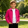 thumbnail image 6 of Mooqilaa Boys Lightweight Jackets, Long Sleeve Outdoor Stand-up Collar Zip up Kids Windbreaker Hot Pink Size 11-12 T, 6 of 7