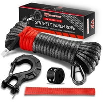 TYT Off-Road Winch Rope Kit - 3/16" x 50', 8500 Lbs - Black Synthetic Winch Cable with Protective Sheath, Heavy-Duty Hook, Safety Pull Strap & Rubber Stopper - Ideal for 4WD ATV UTV Vehicles