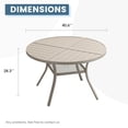 thumbnail image 3 of Vicllax Outdoor Patio Dining Table Dia.41" Slatted Tabletop Metal Frame with Umbrella Hole, Cream, 3 of 8