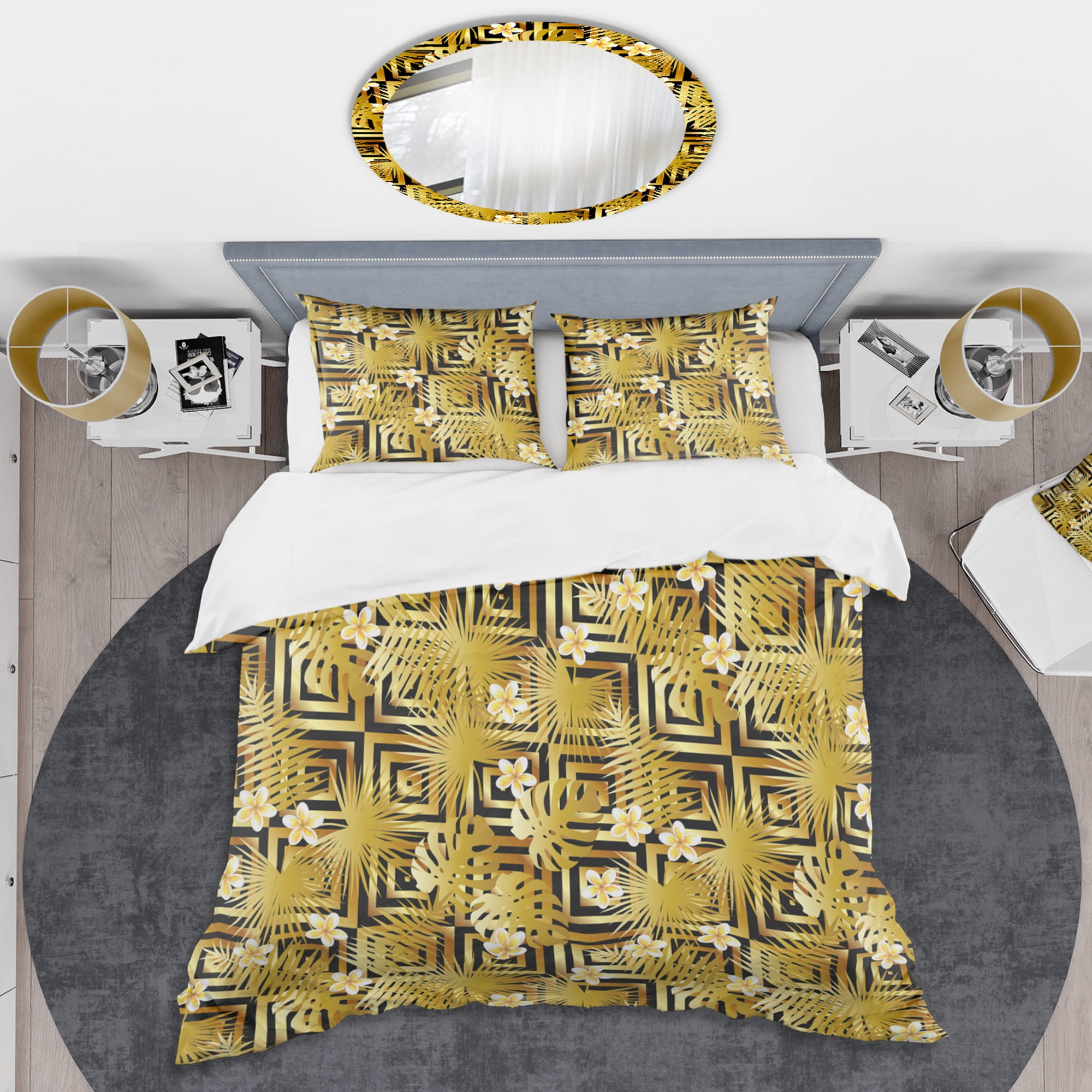 Designart 'Modern gold luxury pattern' Mid-Century Modern Duvet Cover Set