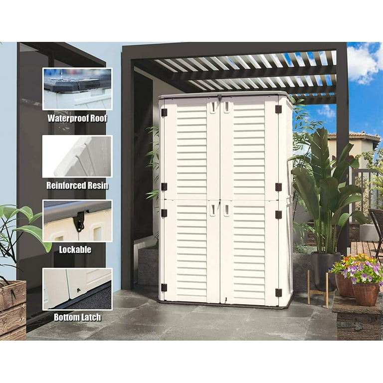 Resin Shed Resistance(Ivory Outdoor White, 52 Storage Kingying Cubic feet) Weather