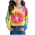 thumbnail image 3 of Ugoldhm Girls and Boys Tees Round Neck Fashion Tie Dye Long Sleeve Tops Kids Casual Fall Shirts, 3 of 5