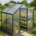 thumbnail image 5 of 6x4 FT Outdoor Greenhouse, Easy Setup Polycarbonate Greenhouse with Adjustable Roof Vent, Sliding Door, and Durable Aluminum Frame for Backyard Gardening, 5 of 6
