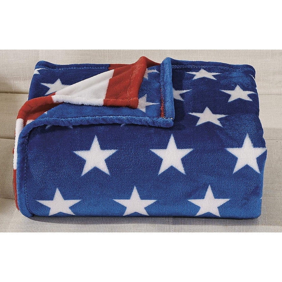 Décor&More July 4th Stars & Stripes American Flag Ultra Lush Oversized Throw Blanket (50" x 70")