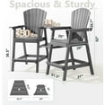 thumbnail image 2 of Tall Adirondack Chair Set of 2 with Removable Double Connecting Trays, Recycled HDPE with Wood Grain, Weather Resistant, Outdoor Adirondack Barstools for Deck, Balcony, Patio, Backyard, 2 of 7