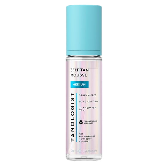 Tanologist Medium Self Tan Mousse, Self-Tanning Mousse, Streak-Free, Natural Glow, No Fake Tan Smell Or Orange Tone, Long Lasting, Clean Ingredients, Vegan, 6.76 fl. oz/2