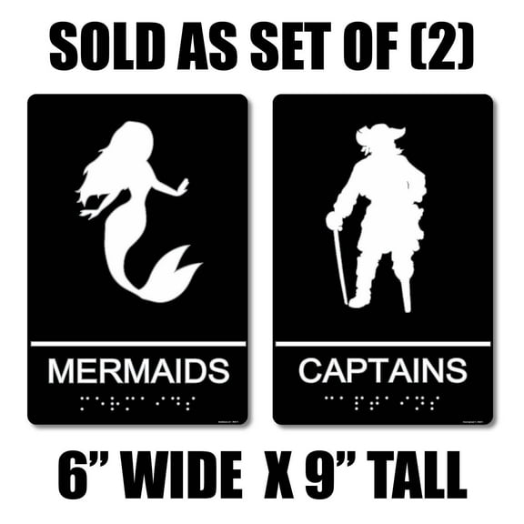 ADA Compliant “Nautical" - Mermaid Captain Themed Restroom Signs