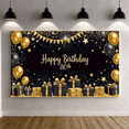 thumbnail image 6 of Black Gold Themed Happy 80th Birthday Banner Backdrop, Star Balloon and Gift Box Elements, Party Decoration for Birthday Party Photography Props Decorations, 6 of 7