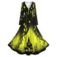 thumbnail image 5 of 2026 Women Halloween Witch Printed Maxi Dress V Neck Long Sleeve Gothic Flowy Long Dress for Halloween Themed Party, 5 of 6