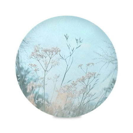 

Round Placemat Set 15.4 Inch Diameter Table Mats Heat-Resistant Decorative for Dining Tables Wildflowers and Grasses