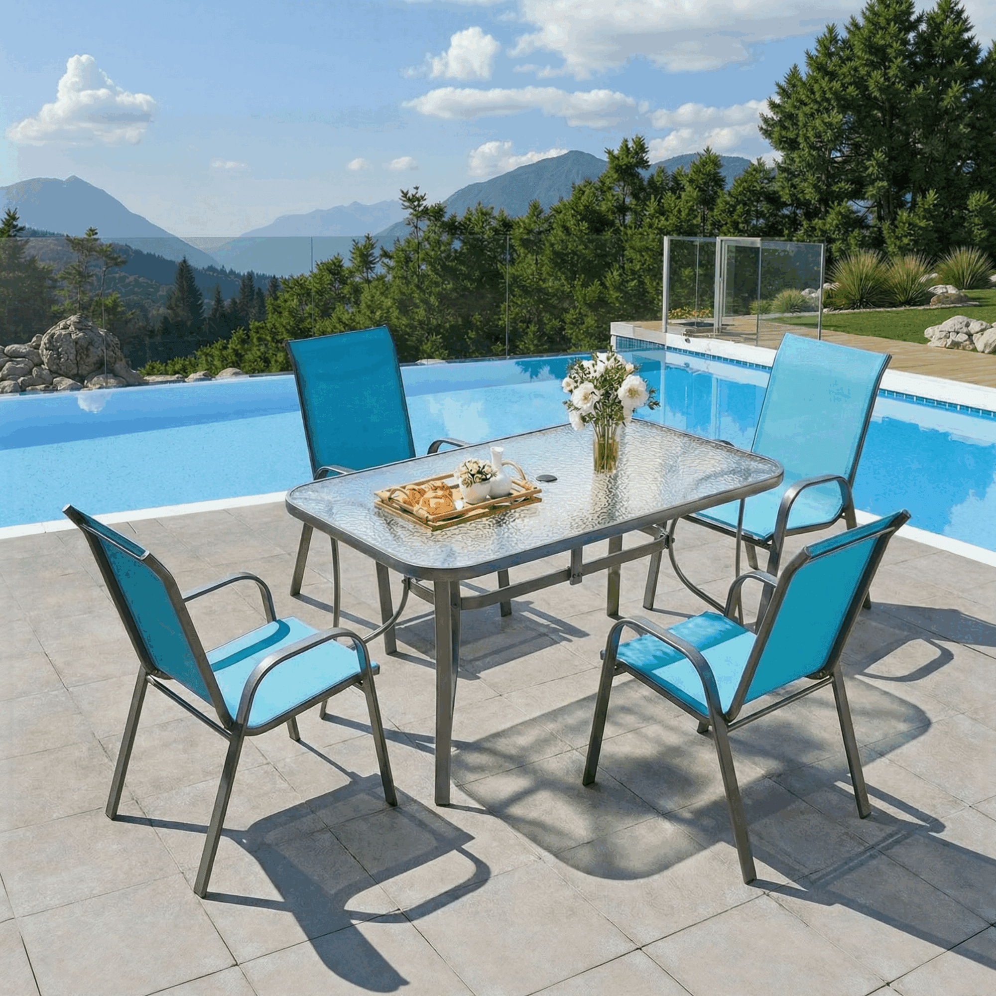 Pirecart Patio Dining Chairs Set of 4, Outdoor Stackable Armrest Chairs All Weather