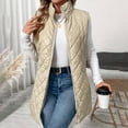 thumbnail image 2 of KIHOUT Women's Long Quilted Vest, Stand Collar Solid Color Lightweight Zip Padded Sleeveless Jackets, 2 of 9